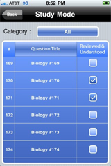 Sample View of AP Biology Exam Prep Study Mode