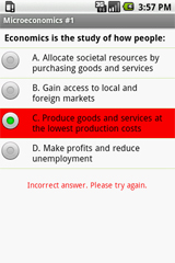 Sample View of AP Microeconomics Exam Prep Mode