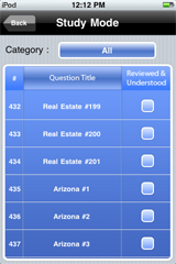 Sample View of Arizona Real Estate Exam Prep Study  Mode