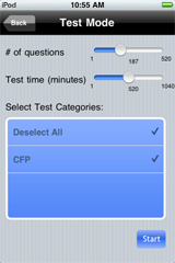 Sample View of CFP Exam Prep Test Mode