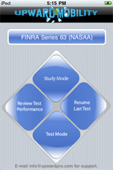 Sample View of FINRA Series 63 Exam Prep Mode