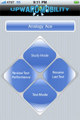 Sample View of GRE Analogy Ace Exam Prep Mode