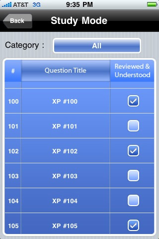 Sample View of MCSA/MSCE 70-270 WinXP Prep Study Mode