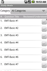 Sample View of NREMT EMT-Basic Exam Prep Pro Study mode 