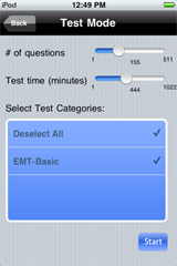 Sample View of NREMT EMT-Basic Exam Prep Pro Test Mode