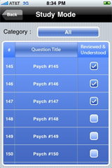 Sample View of Praxis II Psychology Exam Prep Study Mode